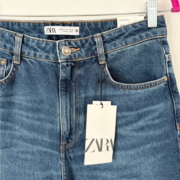 Zara NEW Super High Rise Straight Leg Full Length Jeans in Rigid Size 8 - Picture 4 of 7